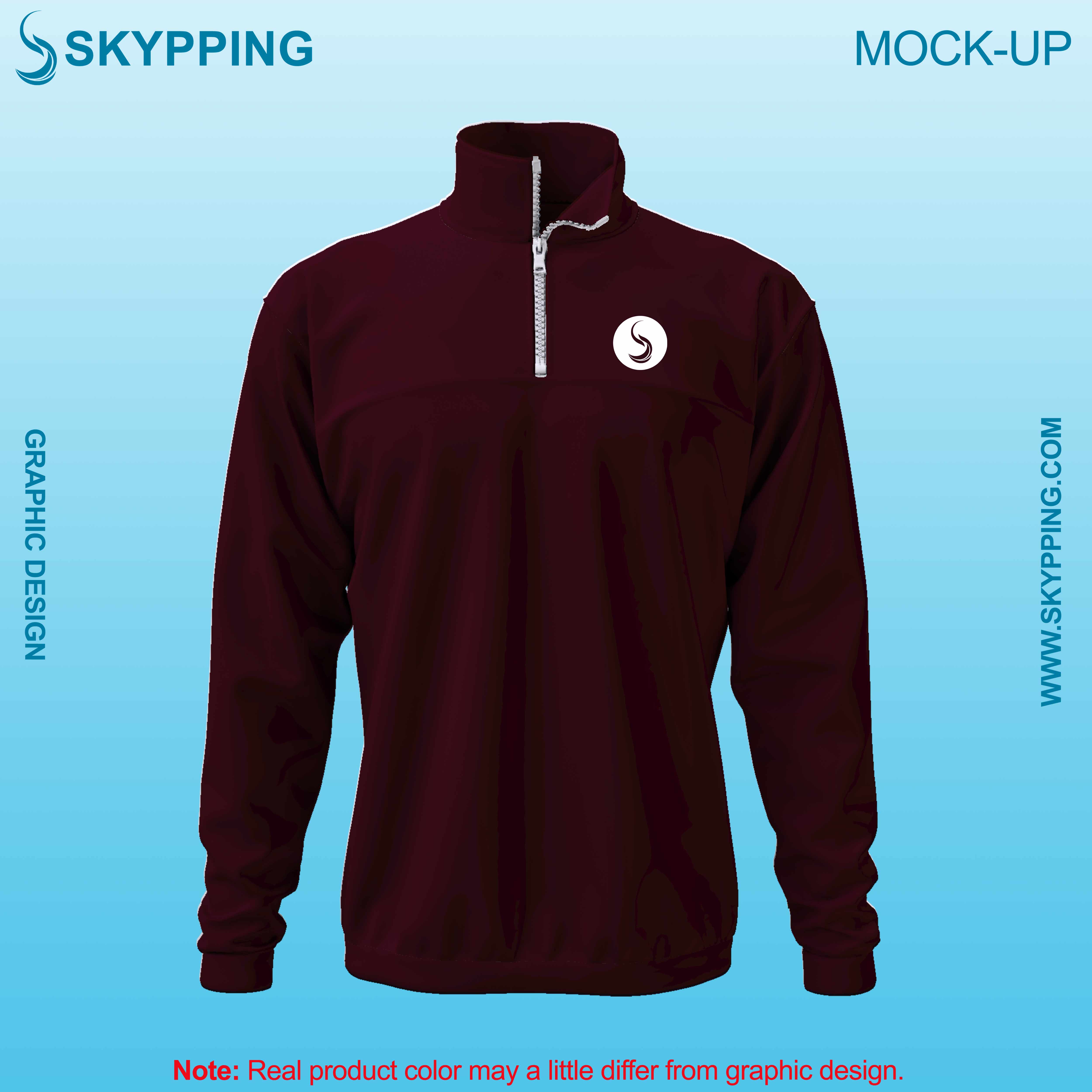 Toddle neck set-in style sleeve with quarter zip sweatshirt for men